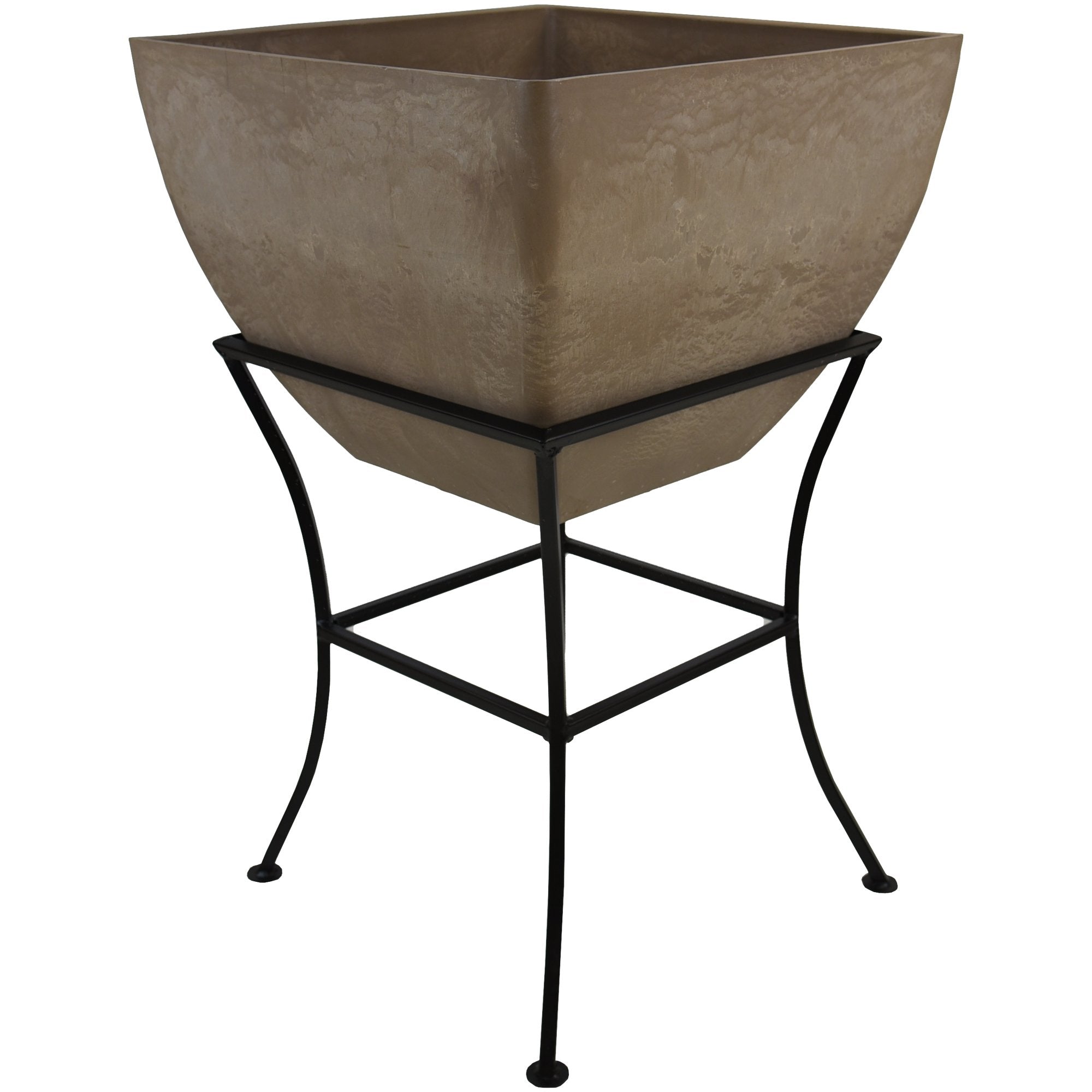 20x20 oak square planter with a stand on a white background