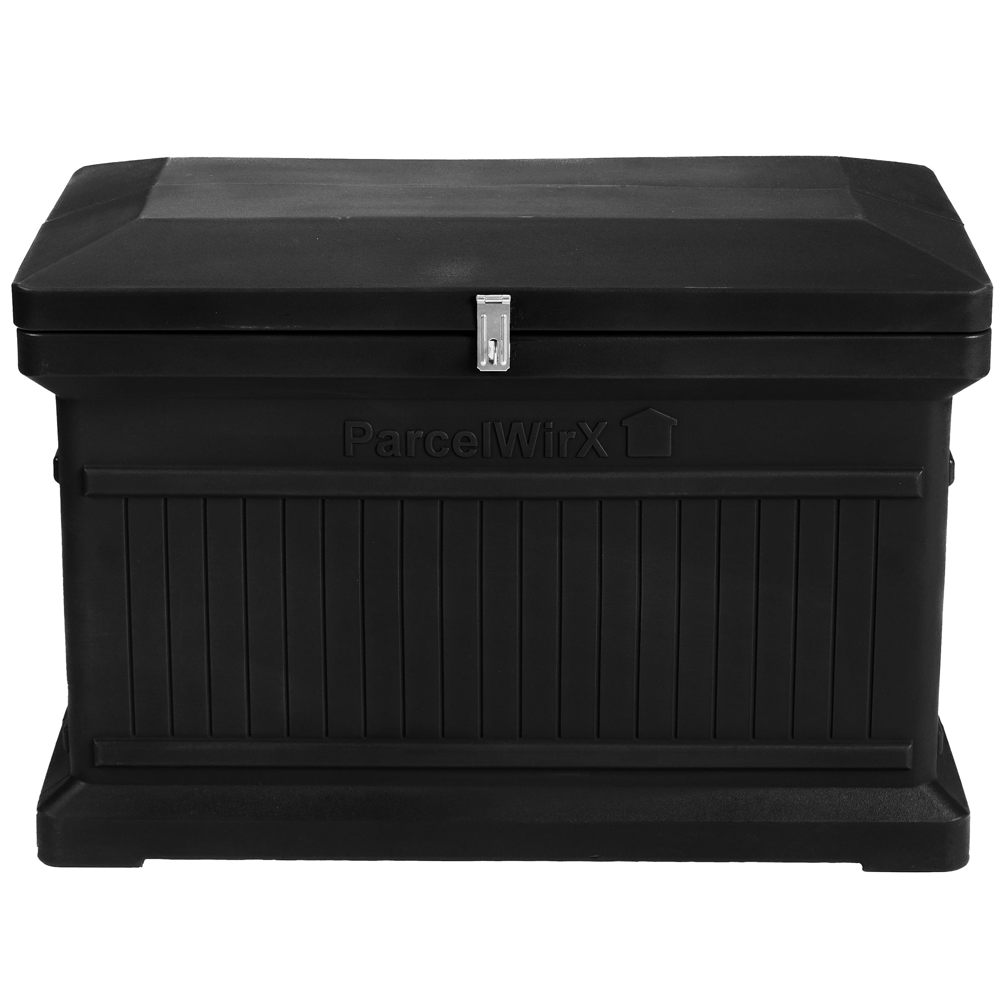 Graphite Premium Horizontal Architectrual ParcelWirx Delivery Drop Box Hinged Lid with Swinging Latch for Locking Graphite Premium Horizontal Architectrual ParcelWirx Delivery Drop Box Hinged Lid with Swinging Latch for Locking