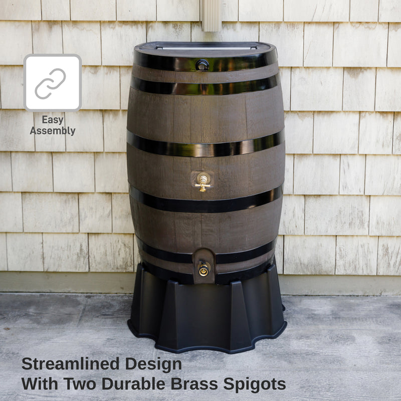 50 Gallon Flat Back Dual Spigot Rain Barrel