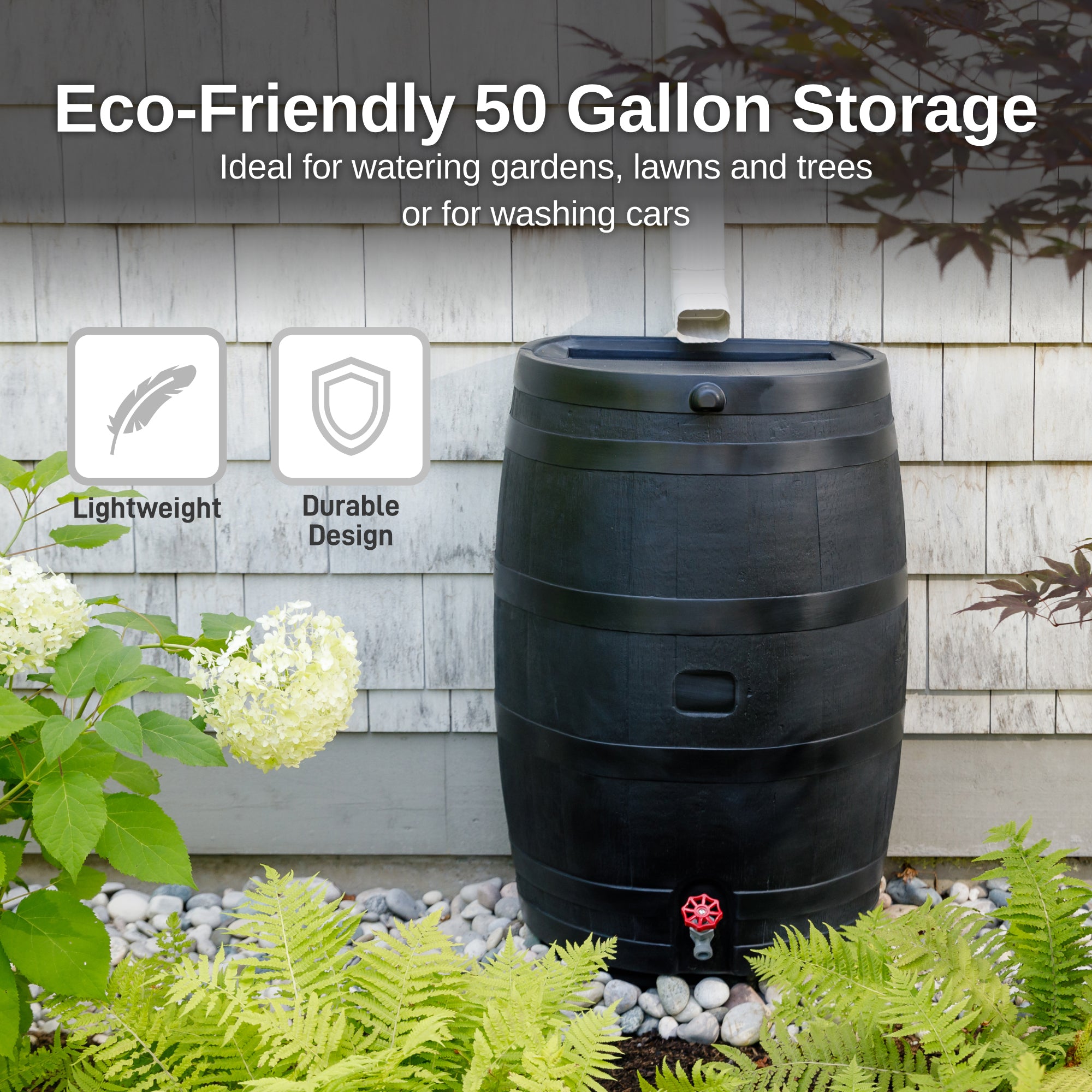 50 Gallon Eco Flat Back Rain Barrel