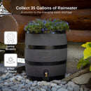 35 Gallon Round Rain Barrel With Planter