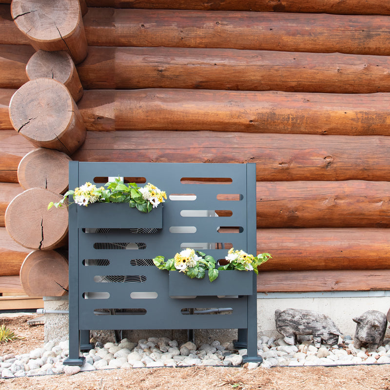 Premium Aluminum Air Conditioner Planter Screen - Extra Hanging Planter, Graphite Colour