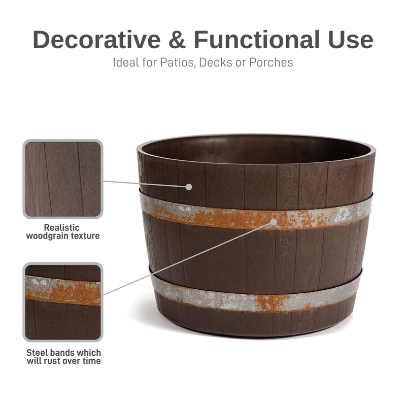 Better Barrel Planter, Walnut Color