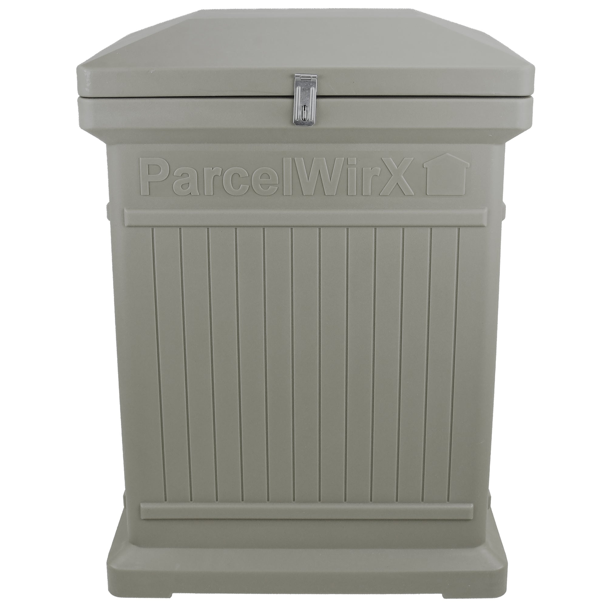 ParcelWirx premium vertical dropbox in prestige pewter from the front on white background