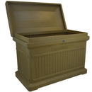 Oak ParcelWirx horizontal premium dropbox from an angle with lid open on a white background