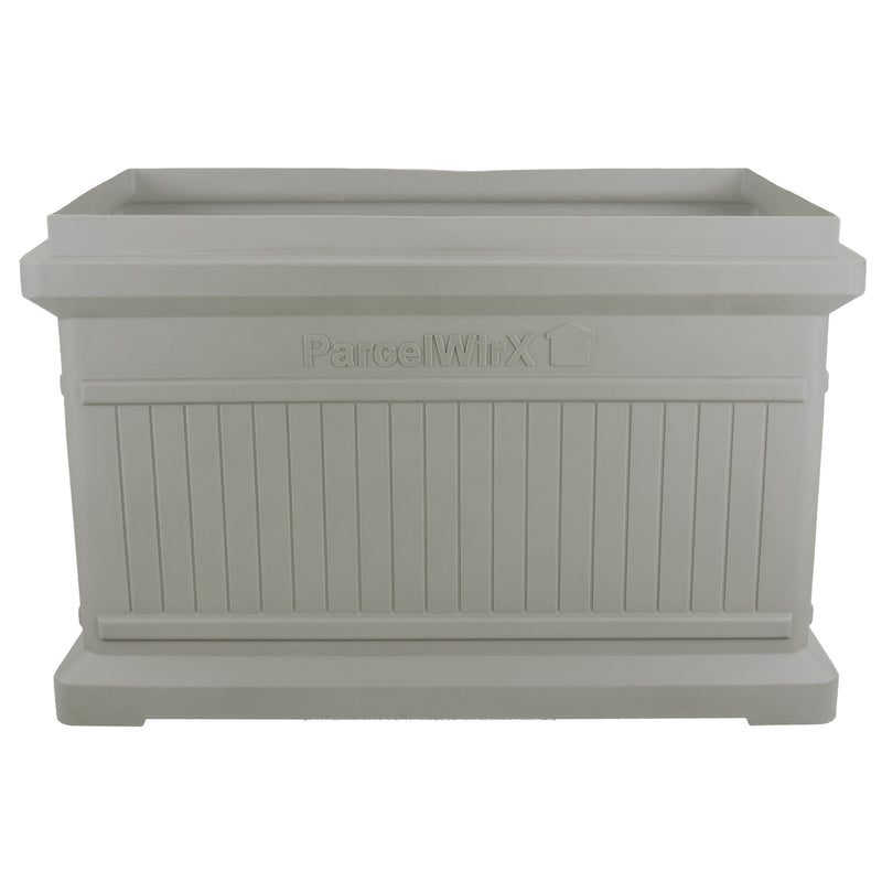 Prestige Pewter ParcelWirx horizontal standard from the front with the lid off, white background