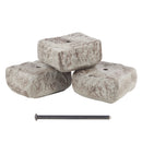 3 end pieces of rock lock and one 18 inch spike on a white background
