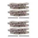 Four curved pieces of rock lock and four 18 inch spikes on a white background