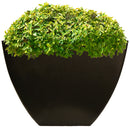 16 inch square planter in graphite with green plant inside on a white background