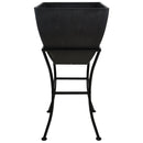 12x12 graphite square planter with a stand on a white background