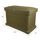 Oak ParcelWirx horizontal premium dropbox from an angle with measurements on a white background