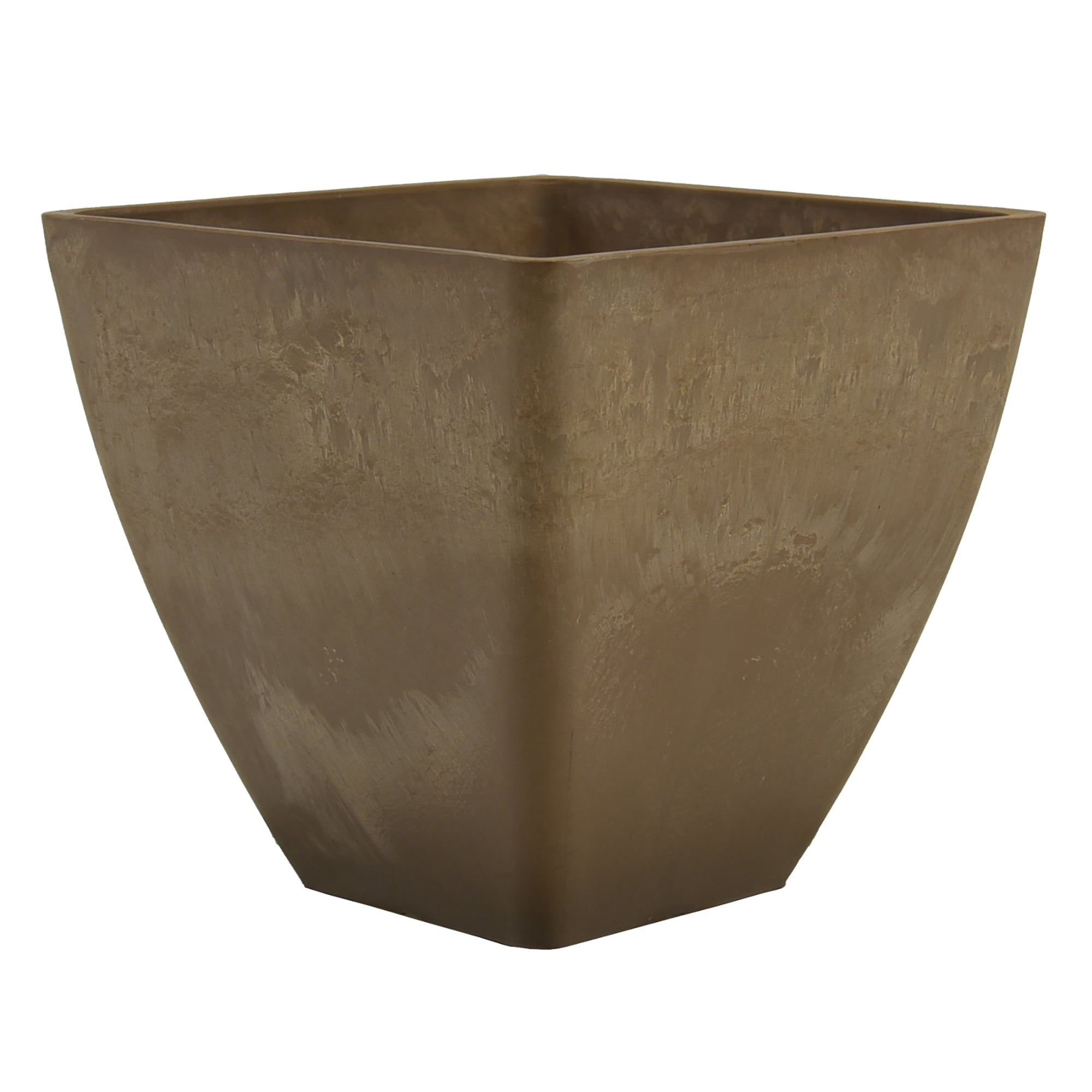 12 inch square planter in oak on a white background