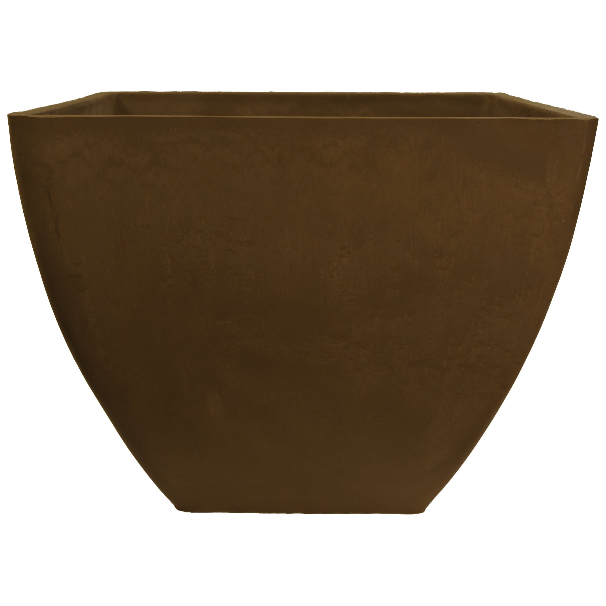 16 inch square planter in oak on a white background